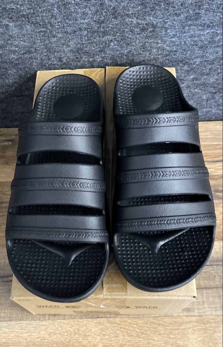 Waco Shoe Company Revitalign Black Three Strap Slide Sandals Women's Size 9 DS