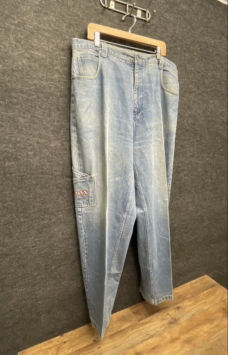 Vintage Y2K Boxx Jeans Men's Light Wash Carpenter Denim Embroidered Size 42x34