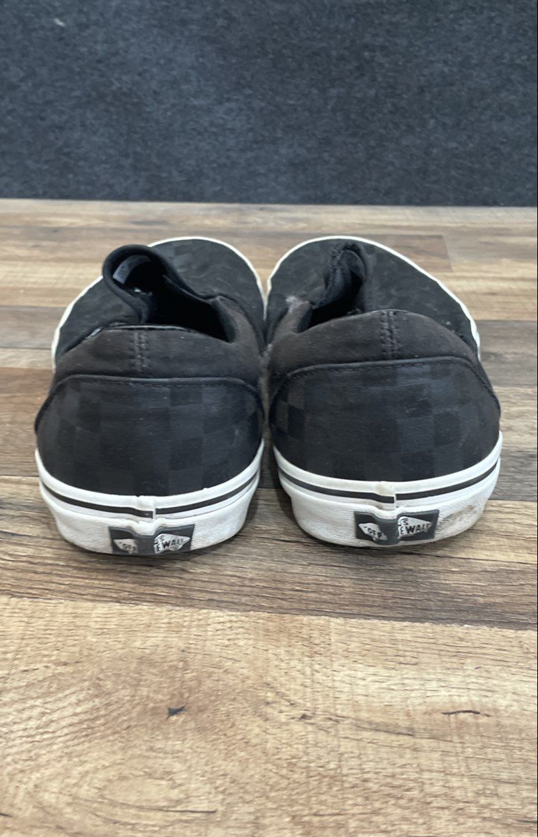 Vans Classic Slip-On Tonal Black Checkerboard Canvas Shoes Men's Size 14