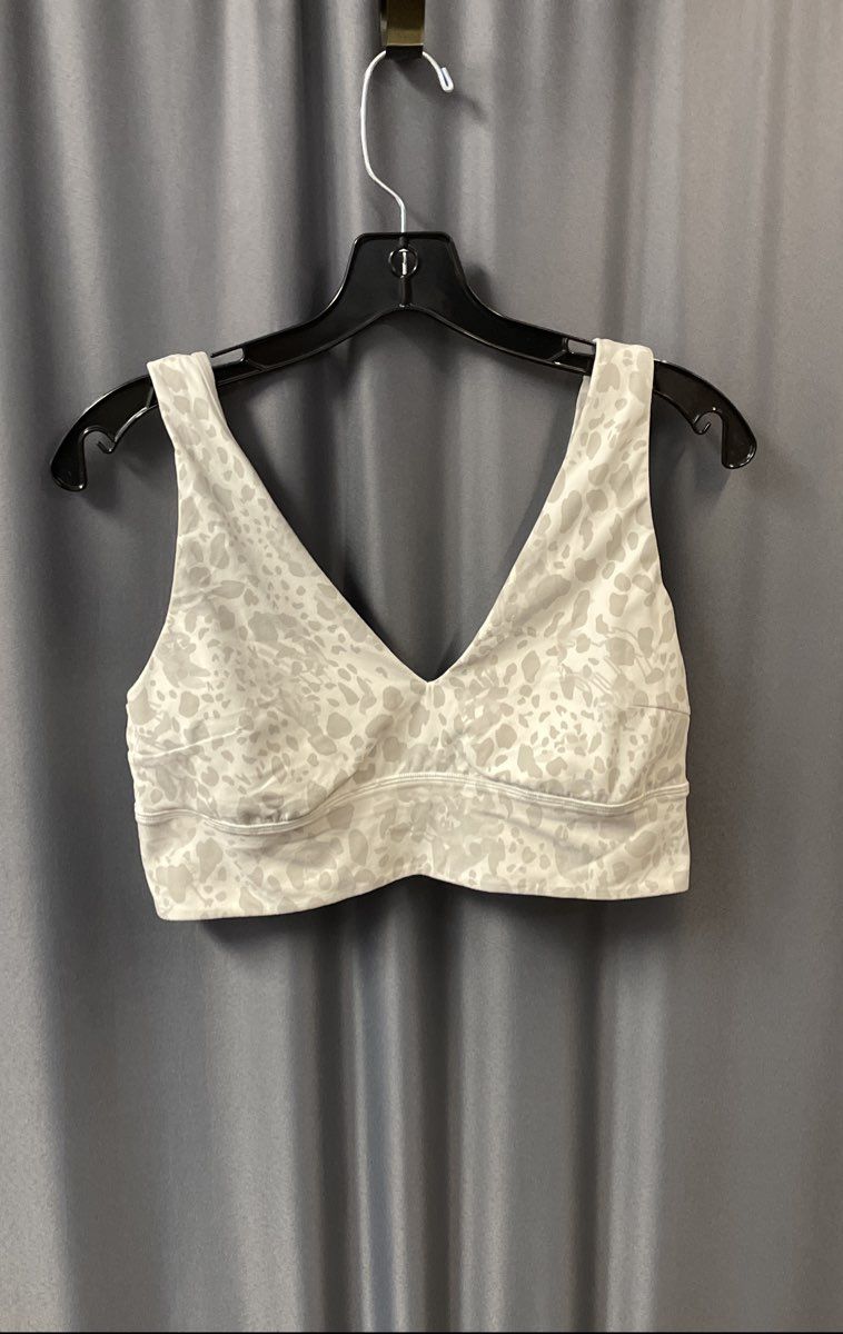 Lululemon Women's Align V-Neck Sports Bra Cheetah Camo Antique White Sz XL