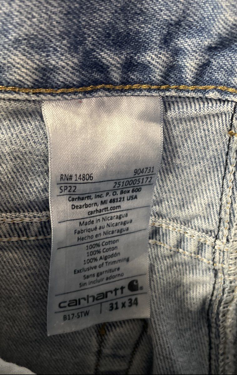 Carhartt Men's B17 Relaxed Fit Tapered Leg Blue Stonewash Jeans Sz 31x34