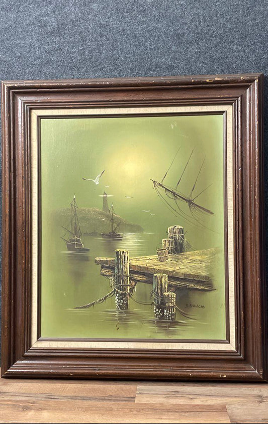 Vintage Oil Painting on Canvas by B. Duncan