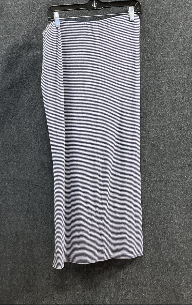 Max Edition Women's Blue White Striped Jersey Maxi Skirt Side Slit Sz M NWT
