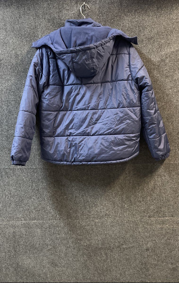Whales Tail Men's Blue Puffer Jacket Hooded Full Zip Fleece Lined Sz L