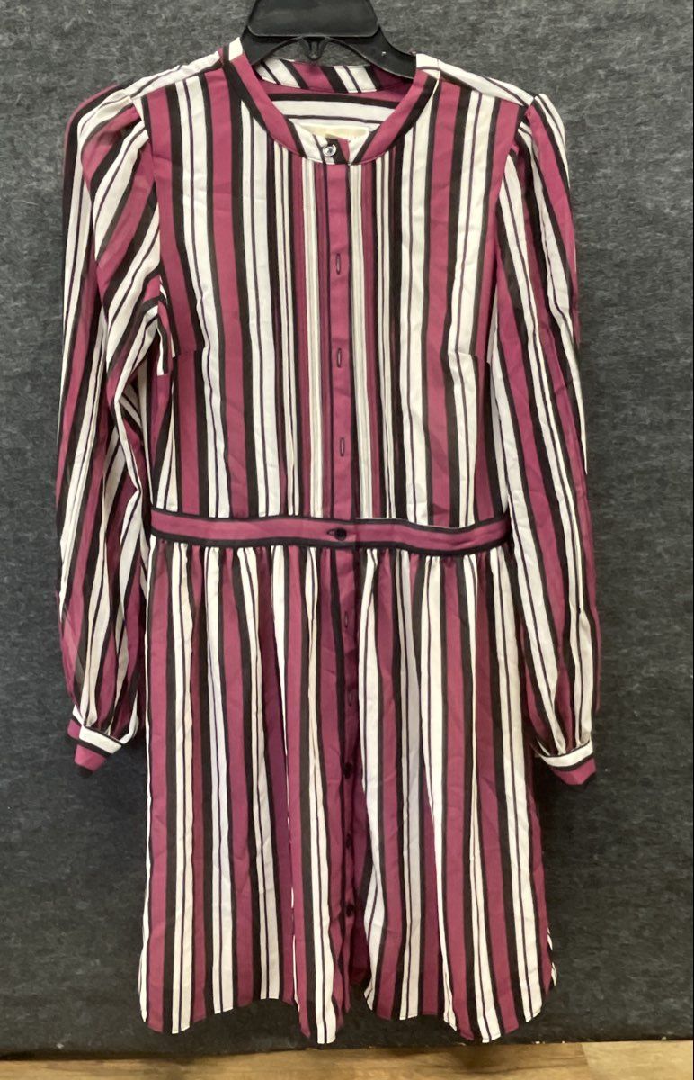 Michael Kors Women's Purple Striped Button Front Shirt Dress NWT Sz S