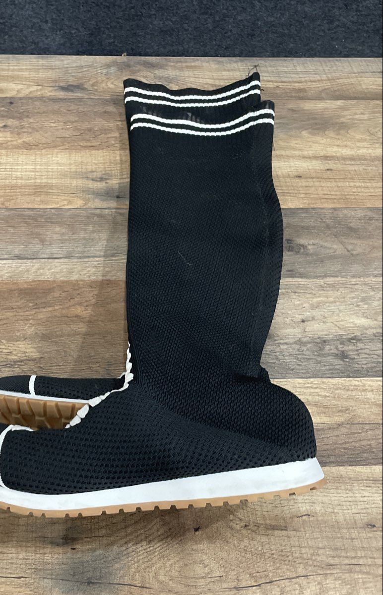 Unbranded Black Knit Knee High Sock Boot Sneakers Contrast Stitch Size EU 40
