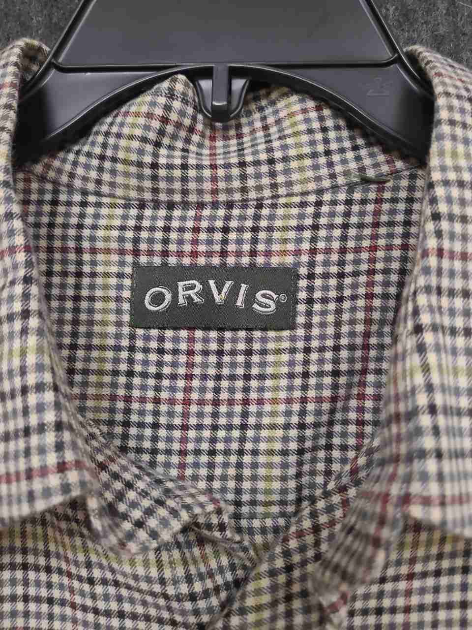 Orvis Men's Multicolor Plaid Cotton Wool Blend Button Down Shirt Tattersall