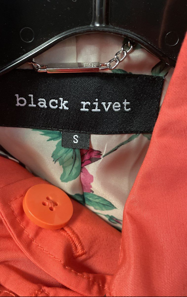 Black Rivet Women's Red Orange Double Breasted Belted Trench Jacket Sz S