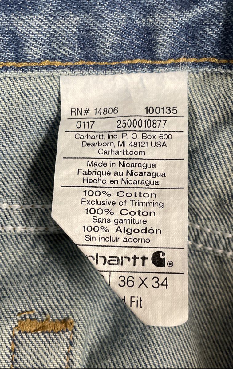 Carhartt Men's 100135 Relaxed Fit Blue Cotton Denim Jeans Sz 36x34