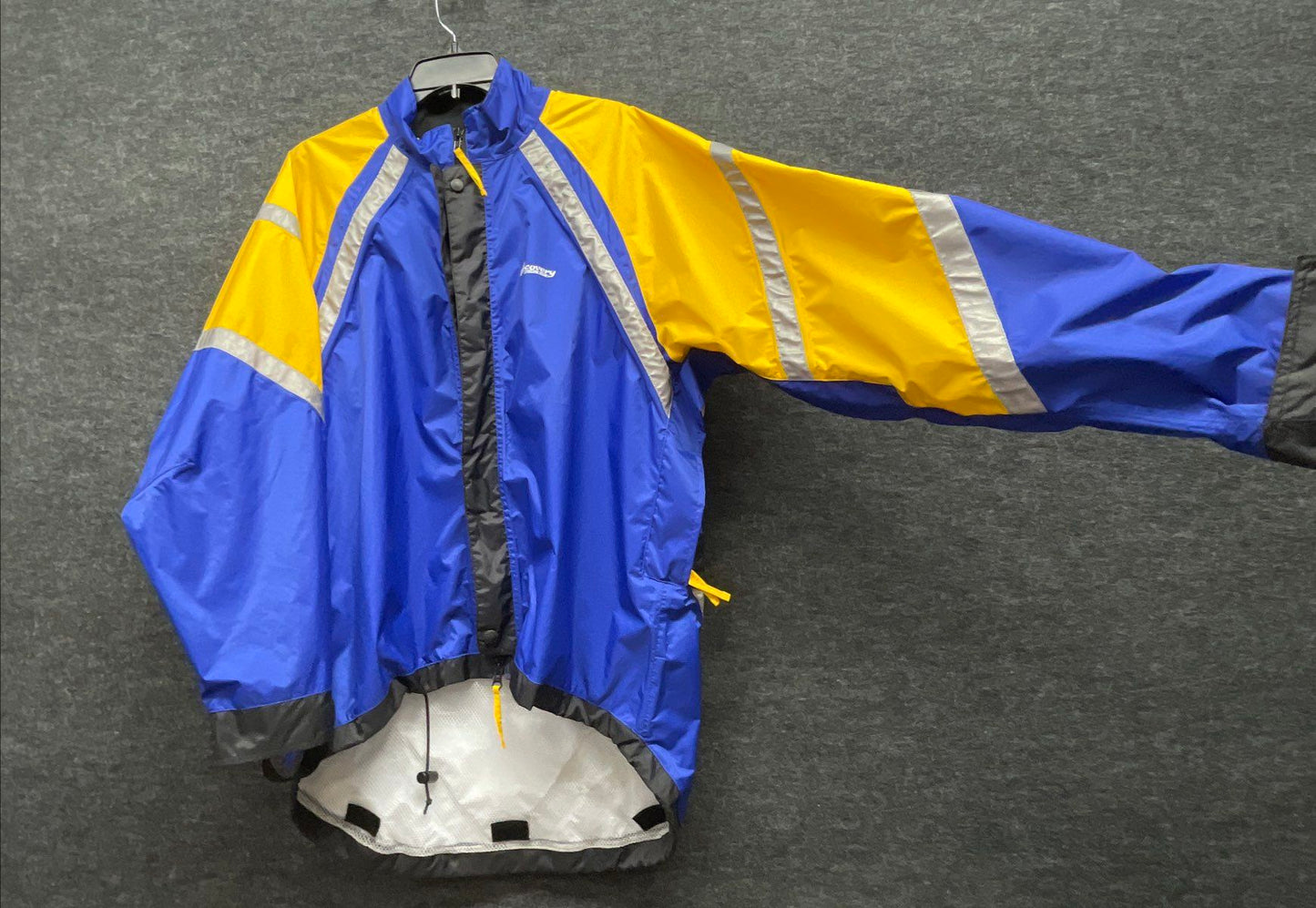 Discovery Cycling Gear Jacket XL Blue Yellow Reflective Nylon Full Zip Cycling