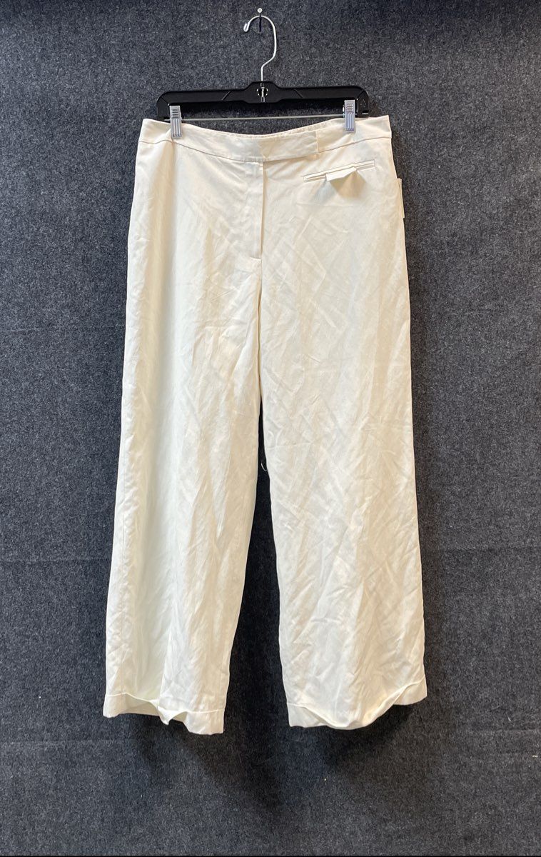 Coldwater Creek Women's Pants Cream Silk Linen Blend Wide Leg NWT Sz P12