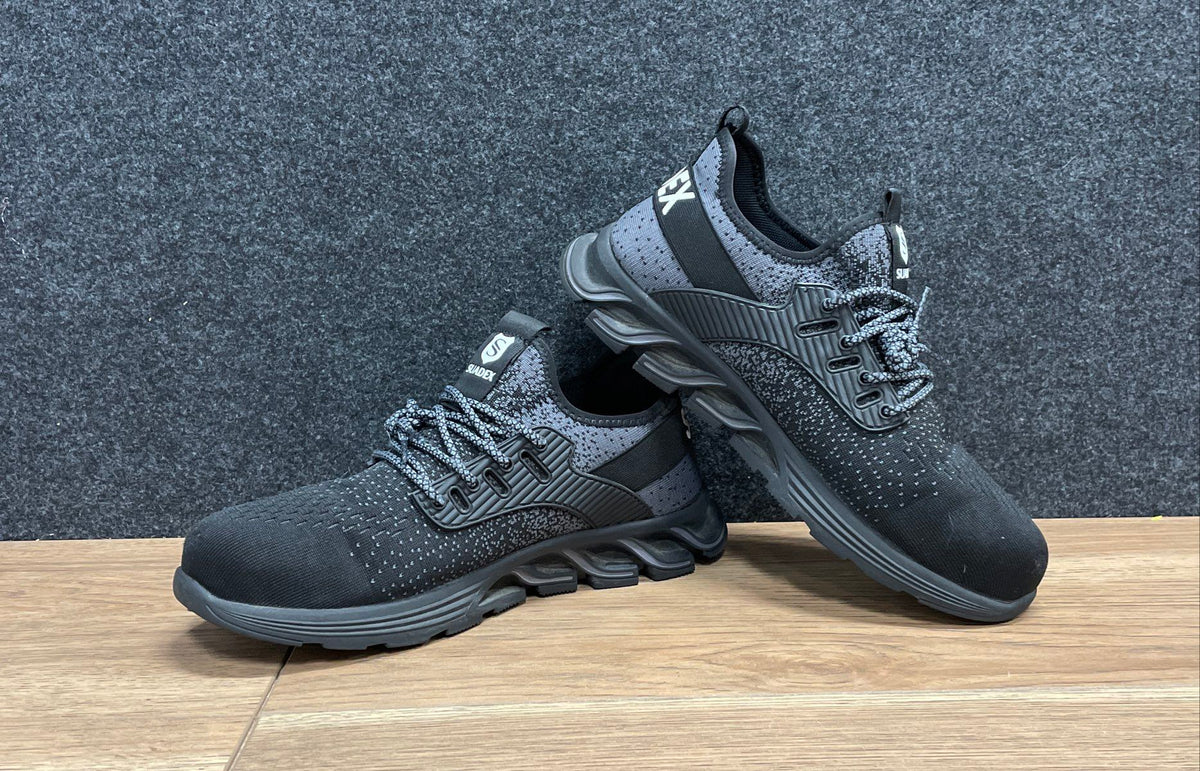 Suadex 2817 Black Grey Steel Toe Safety Work Shoes Sneakers Sz 42.5 Men's 9