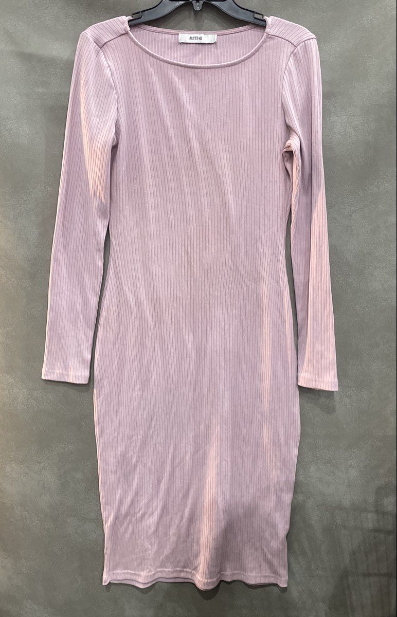 Justfab Women's Lavender Ribbed Long Sleeve Bodycon Dress Size M