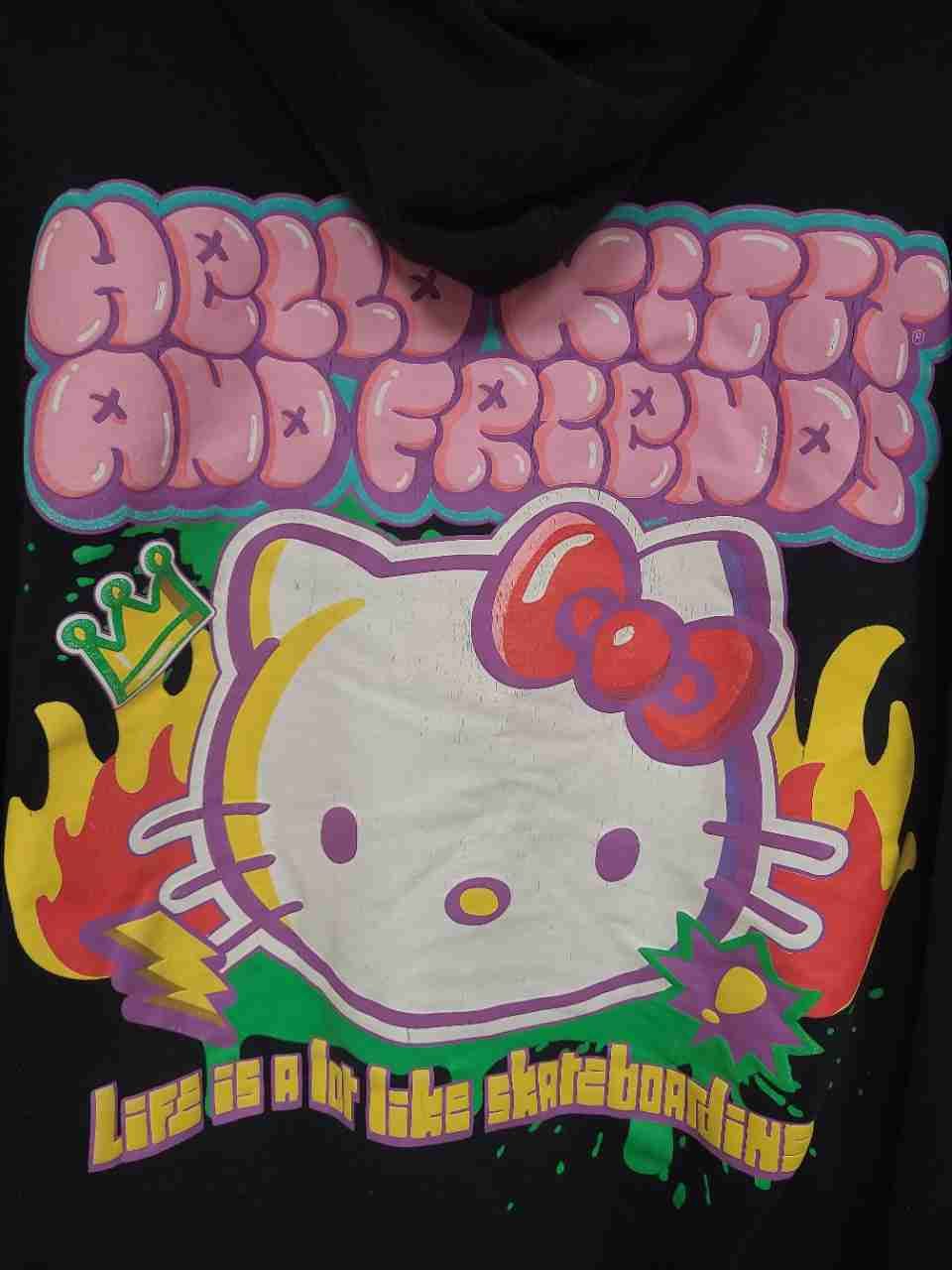 Sanrio Men's Black Hello Kitty and Friends Skateboard Graphic Hoodie Sz XL