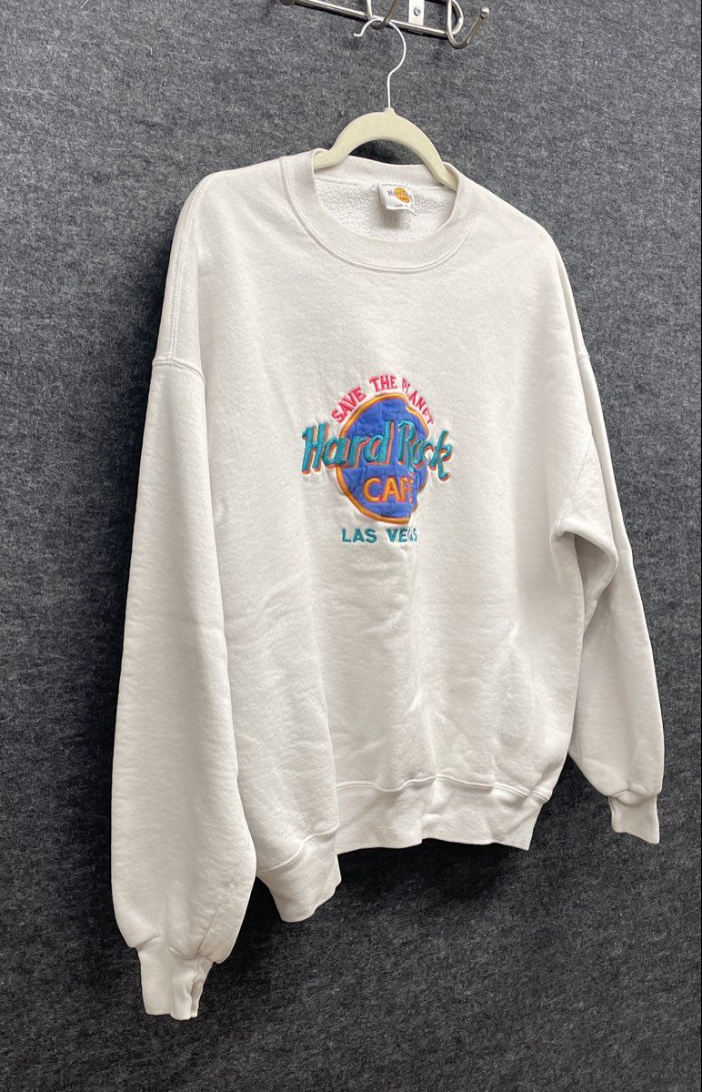 Vintage 90s Hard Rock Cafe Las Vegas Save The Planet Sweatshirt White Sz XL