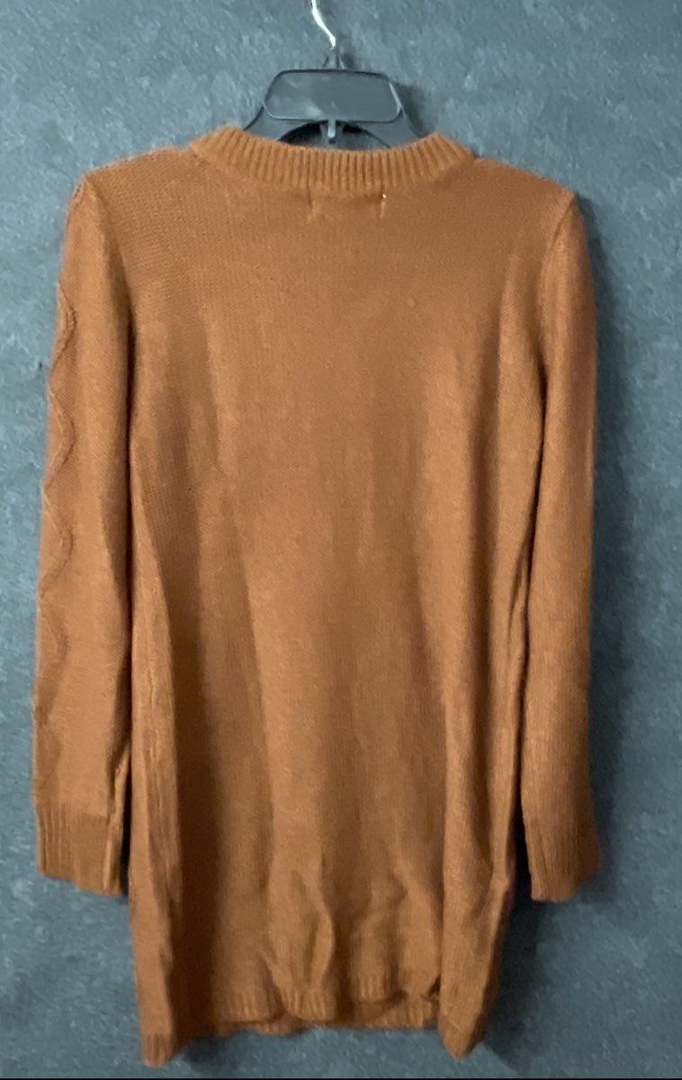 No Comment Women's Sweater Dress Brown NWT Cable Knit Keyhole Sz M