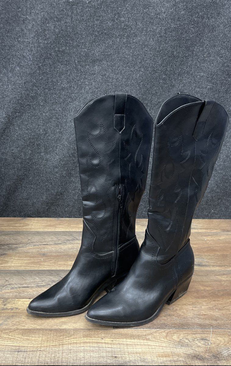 Madden Girl Arizona Black Western Cowboy Boots Women's Size 9