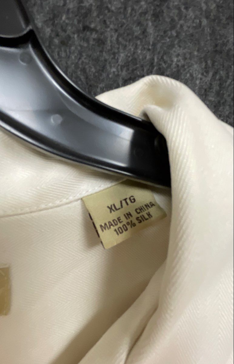 Tommy Bahama Men's Off-White 100% Silk Herringbone Camp Shirt Sz XL