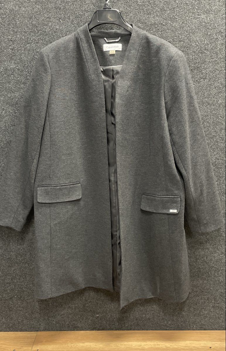 Calvin Klein Women's Gray Open Front Textured Blazer Coat Sz 18W