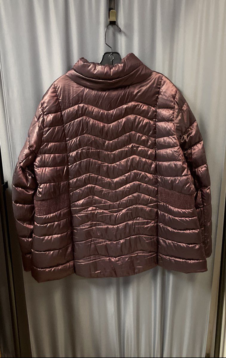 A.N.A. Women's Packable Down Coat Burgundy Chevron Quilted Size 3X