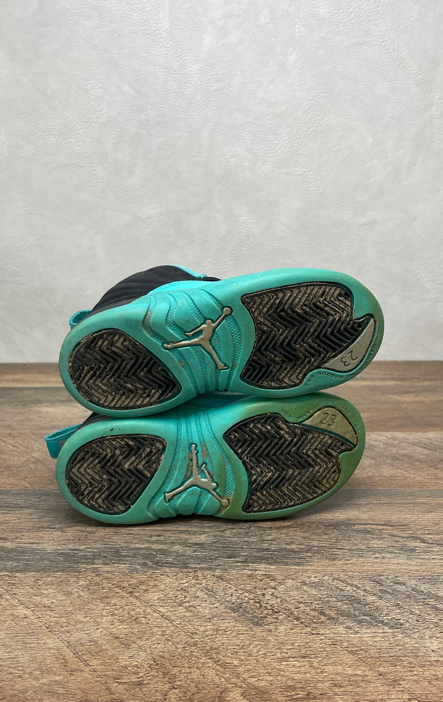 Nike Air Jordan 12 Retro Hyper Jade Black Toddler Sneakers Size 10C