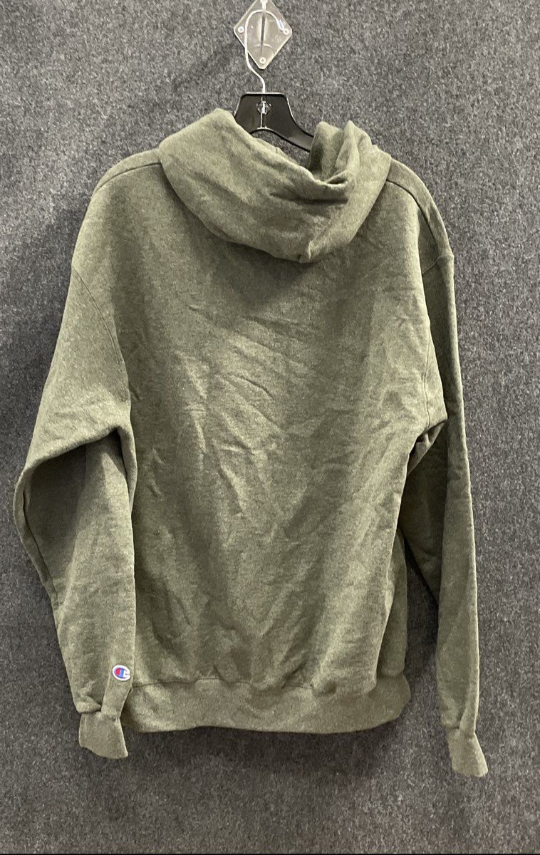 Champion Men's Dark Green Powerblend Fleece Graphic Pullover Hoodie Sz L