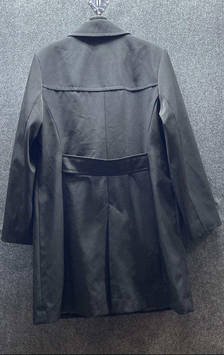 Anne Klein Women's Black Button Front Trench Style Mid-Length Coat Jacket Sz L