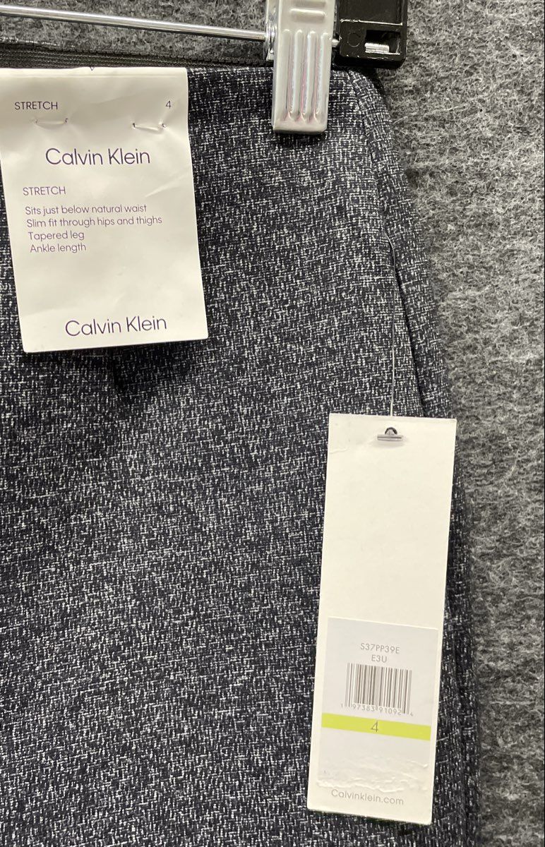 Calvin Klein Women's Gray Heathered Stretch Slim Tapered Ankle Pants NWT Sz 4