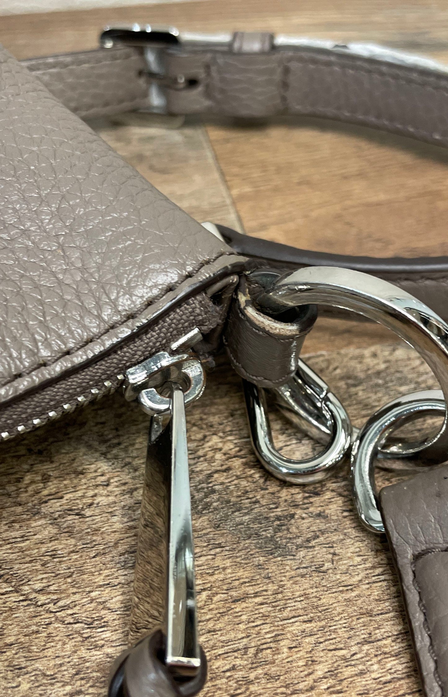 Michael Kors Taupe Pebbled Leather Bedford Crossbody Bag Silver Hardware