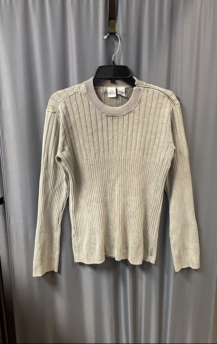 Armani Exchange Men's Gray Ribbed 100% Cotton Shoulder Zip Sweater Sz M