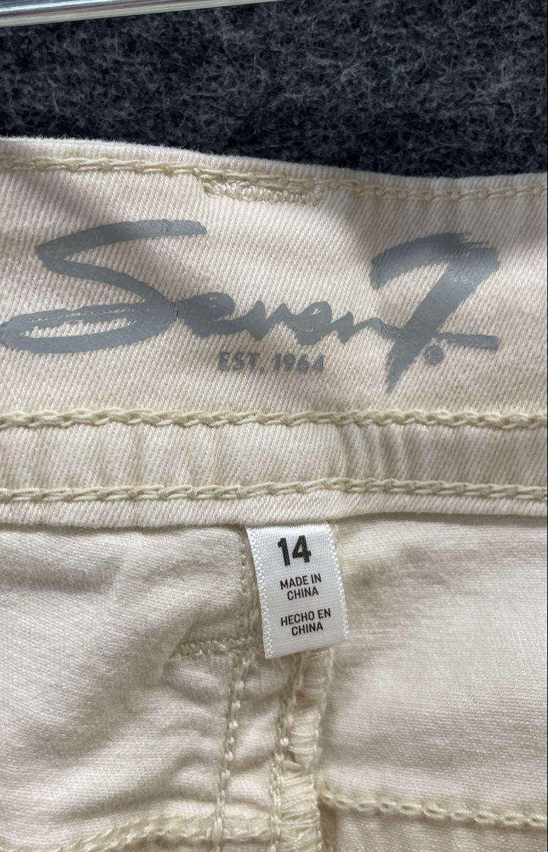 Seven7 Women's White Starlette Crop Mid Rise Skinny Pants Crafted Pocket NWT 14