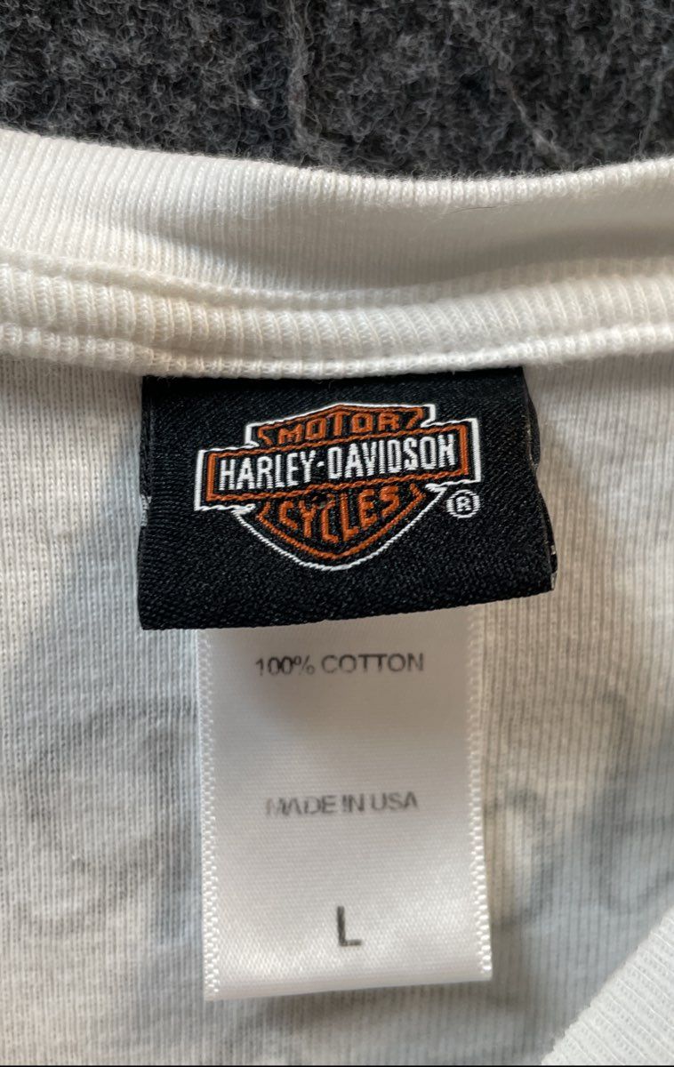Harley-Davidson Muskegon MI Hot Rod Long Sleeve White Graphic T-Shirt USA Sz L