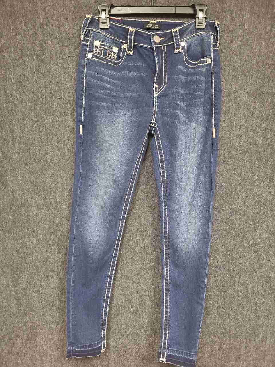 True Religion Women's Jennie Curvy Mid Rise Super Skinny Blue Jeans Sz 29