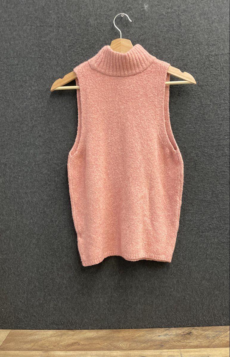 Express Women's Pink Mock Neck Knit Sleeveless Top Sweater Vest NWT Size L