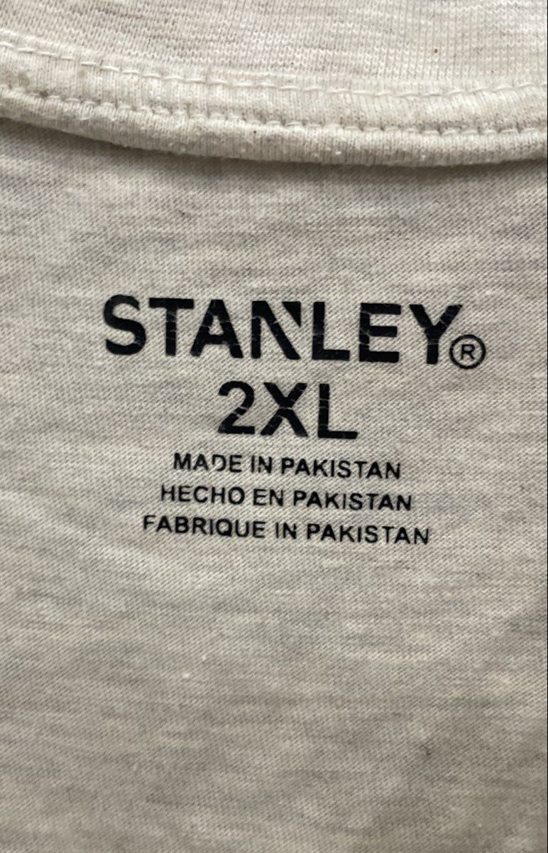 Stanley Men's Off White Heather Short Sleeve Pocket Henley Shirt Sz 2XL