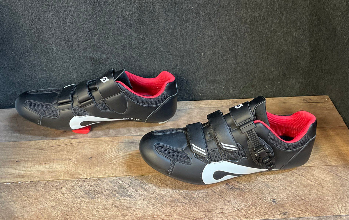 Peloton Road Indoor Cycling Shoes Black White Red Size 47 US Men's 13