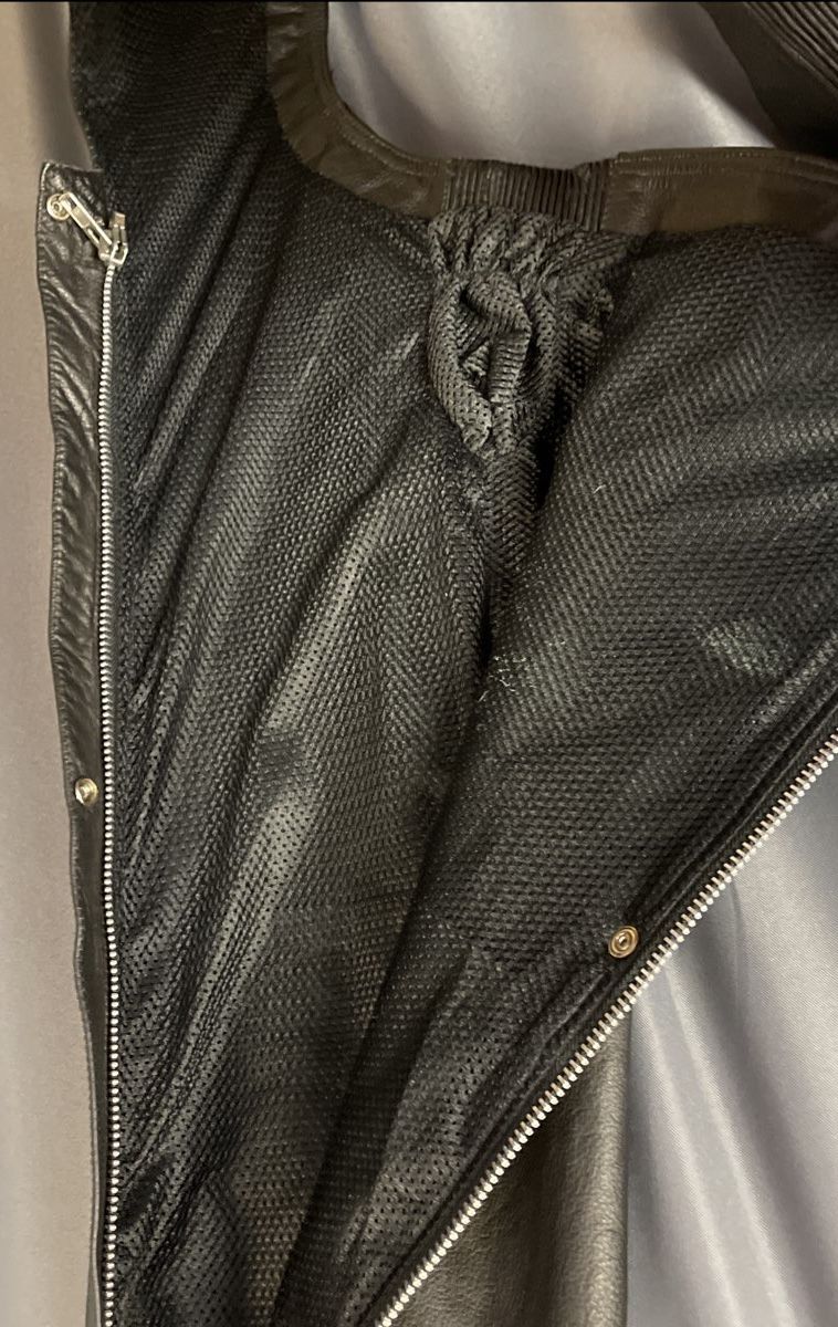 USA Bikers Dream Apparel Black Leather Lined Motorcycle Riding Chaps Sz L