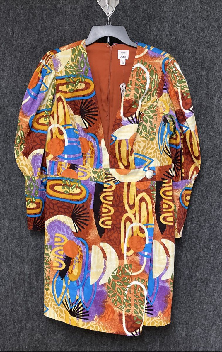 GooGoo for Bar III Women's Abstract Print Puff Sleeve Wrap Dress NWT Sz 1X