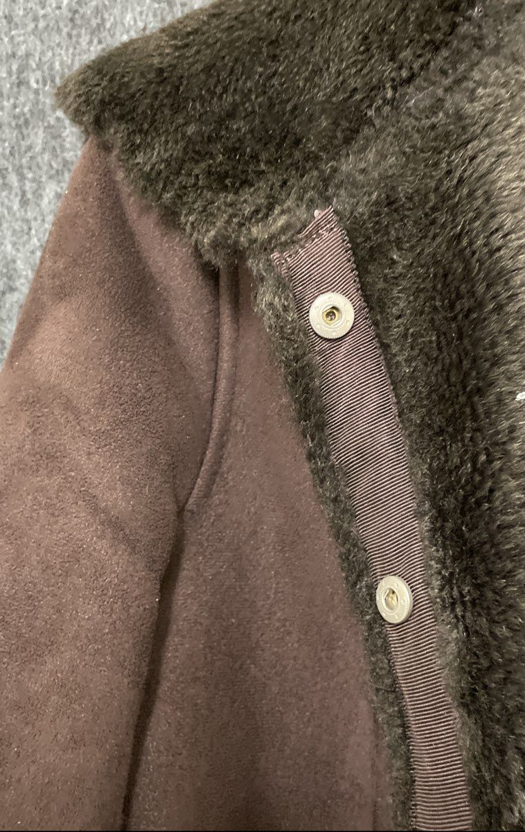 Calvin Klein Women's Brown Faux Suede Fur Lined Snap Front Jacket Sz XS