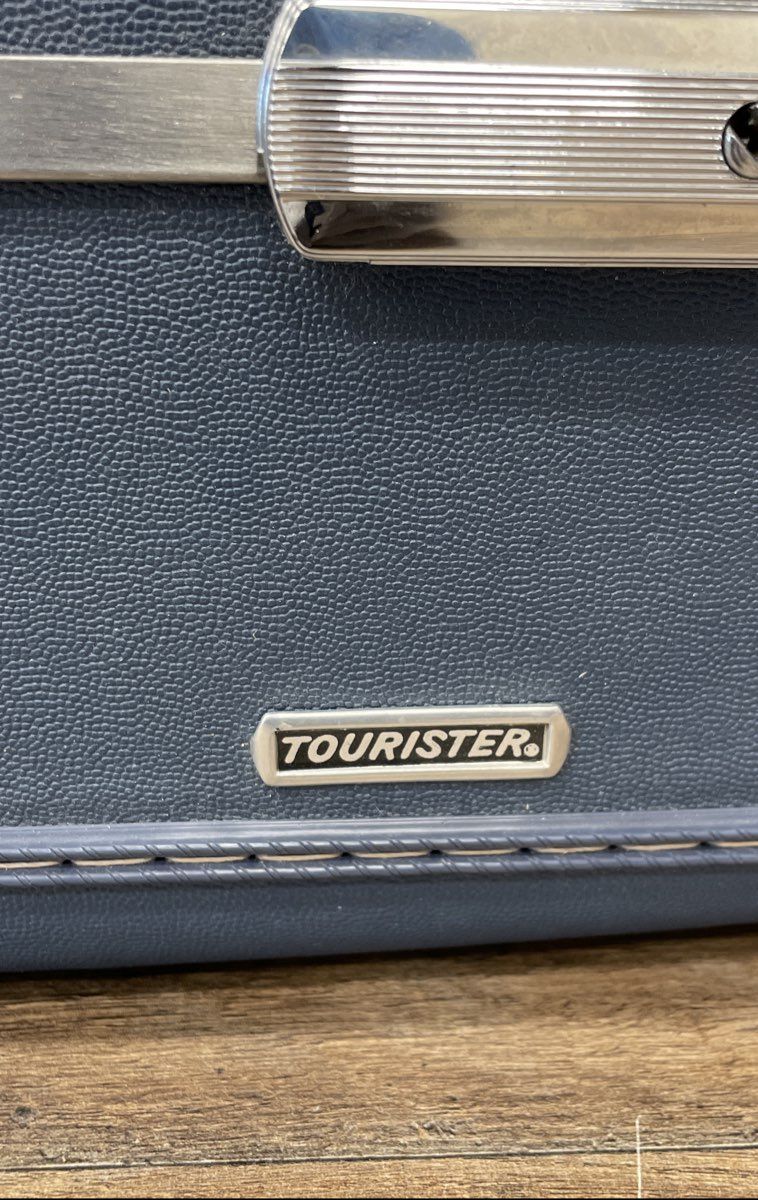 Vintage 1970s American Tourister Blue Hard Shell Suitcase Large Travel Bag