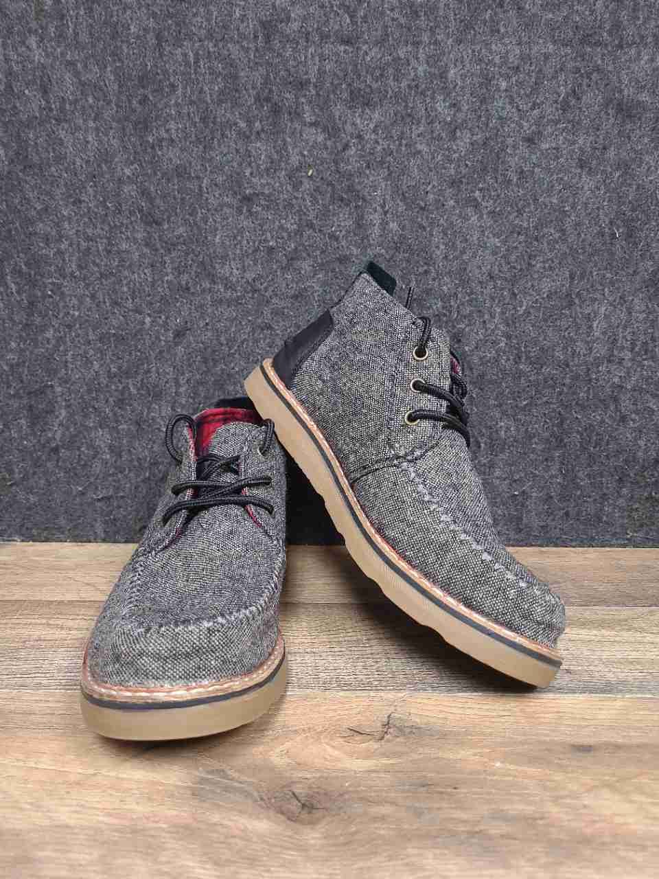TOMS Ashland Grey Herringbone Black Men's Chukka Boots Size 8