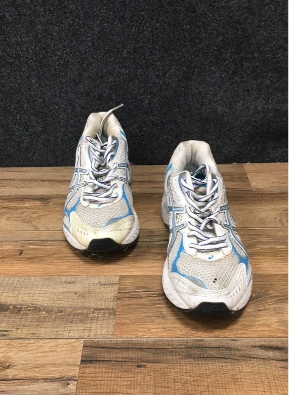 Asics GEL-Kayano 16 T054N White Blue Running Shoes Women's Size 9