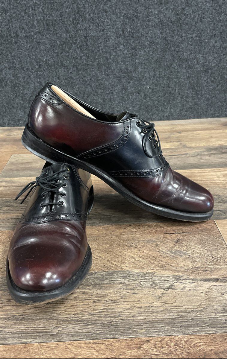 Florsheim Saddle Oxford Wingtip Burgundy Black Leather Dress Shoes Size 9 D