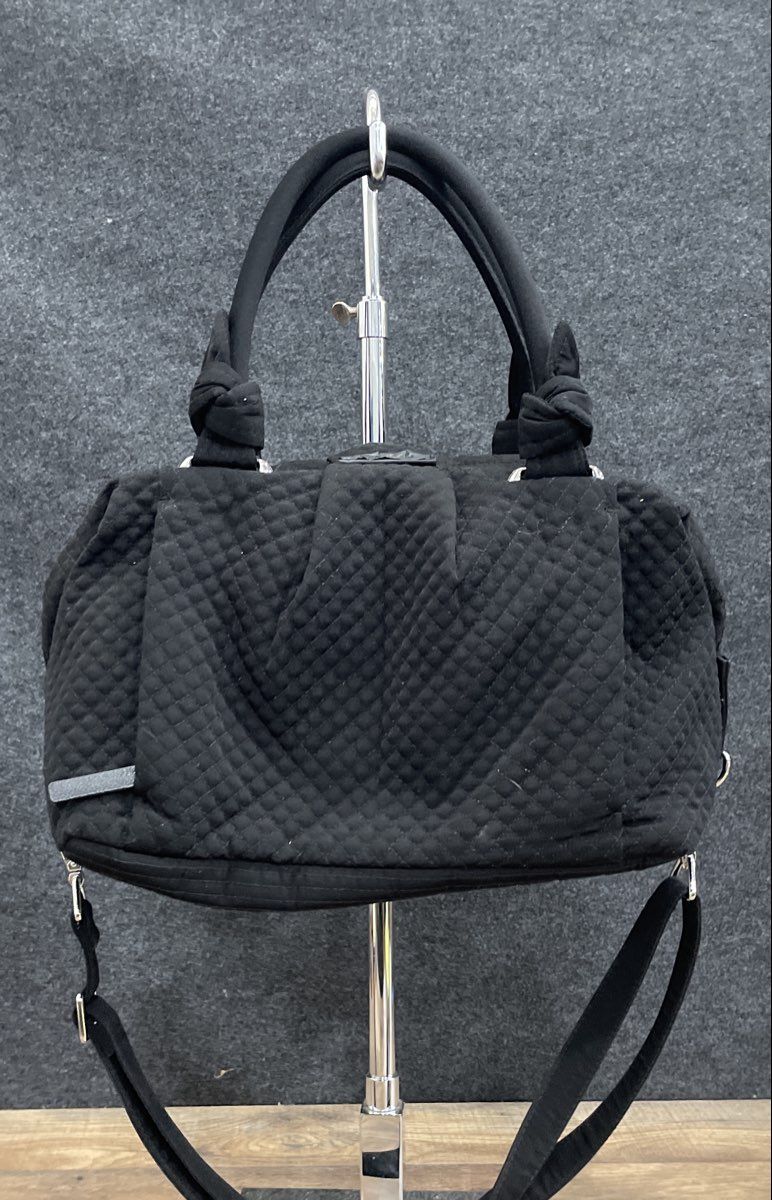 Vera Bradley Black Quilted Cotton Satchel Crossbody Bag Multi-color Lining