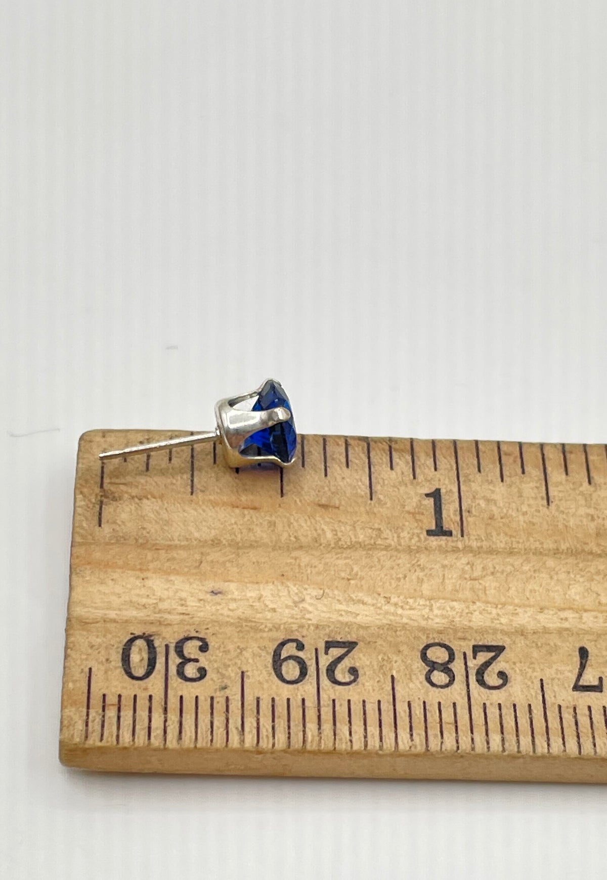 925 Sterling Blue Sapphire Stud Earrings & CZ Earring Jackets (Missing Stone) 2g