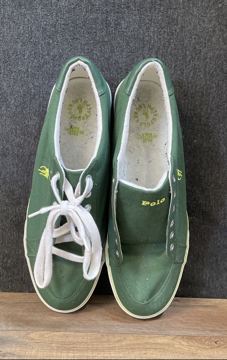 Polo Ralph Lauren Faxon Low Green White Lime Canvas Sneakers Size 13D