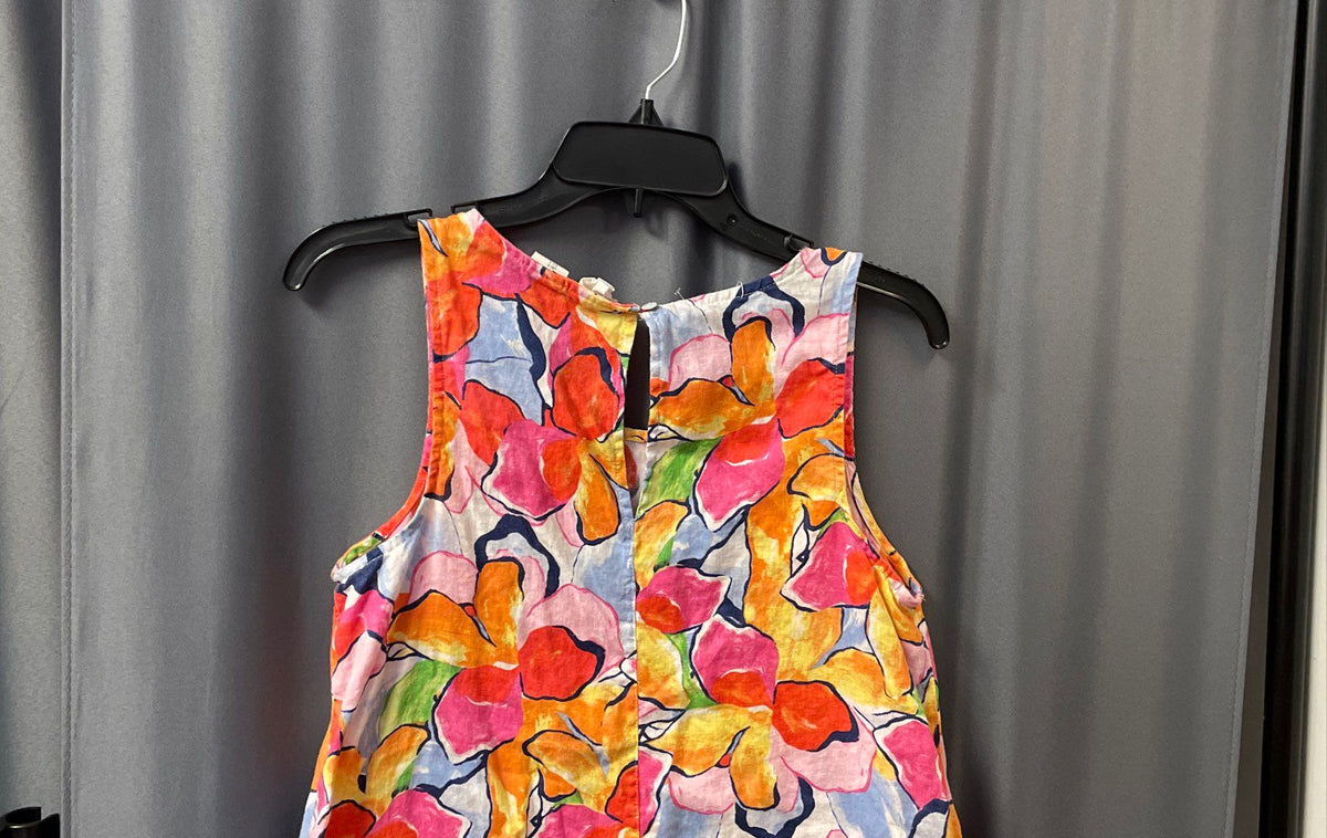 C & C California Women's Multicolor Floral Print 100% Linen Sleeveless Dress S