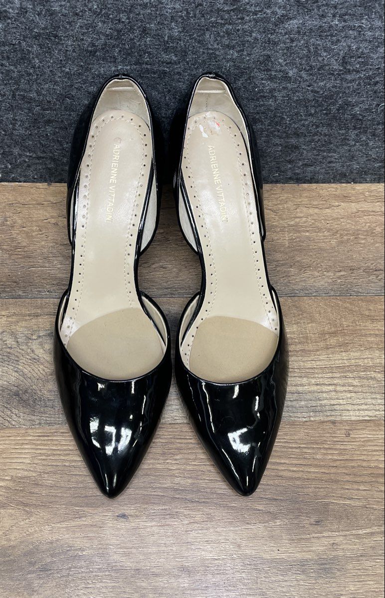 Adrienne Vittadini Black Patent D'Orsay Pointed Toe Heels Size 8