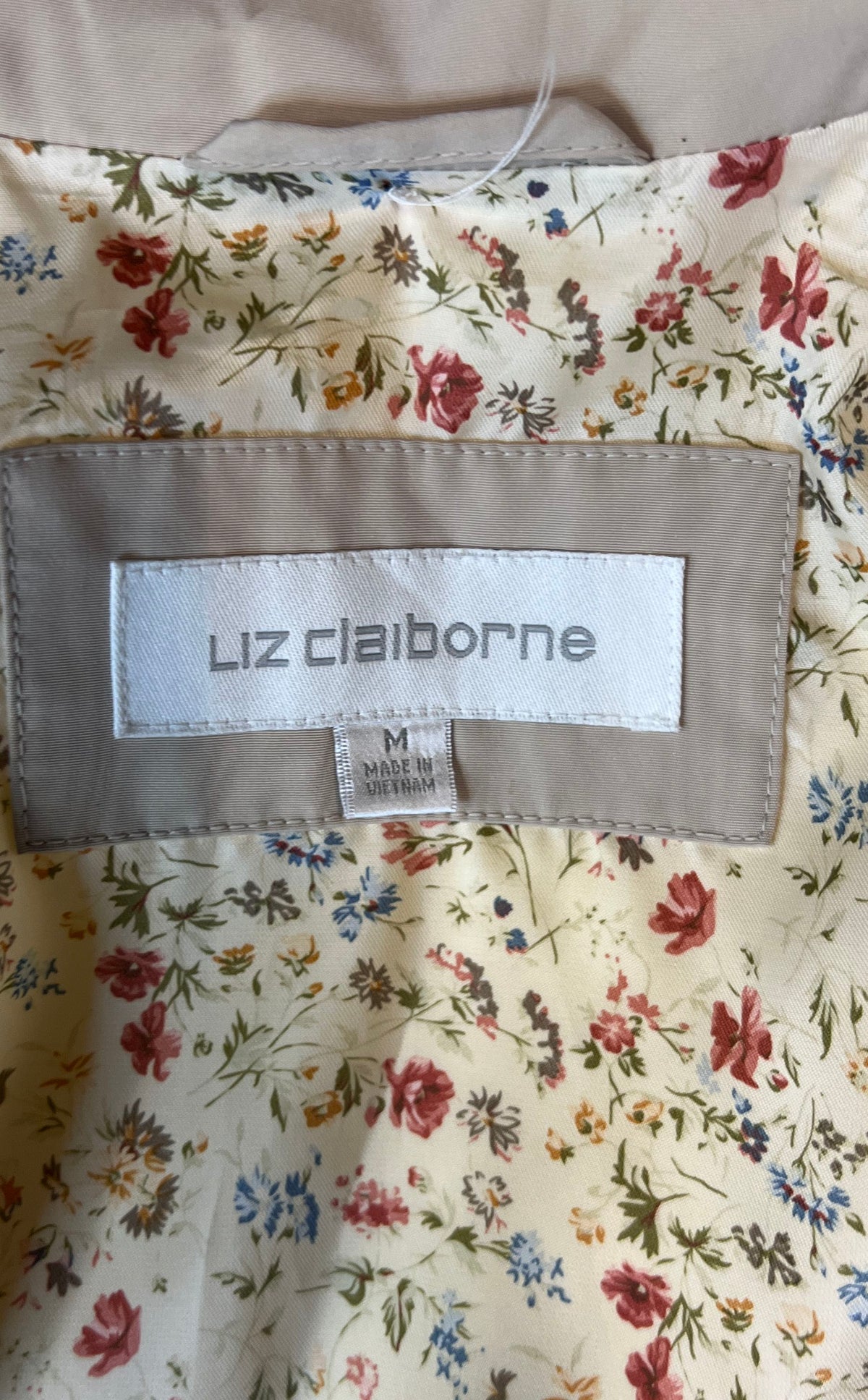 Liz Claiborne Women's Yellow Hooded Rain Jacket Floral Lining Sz M