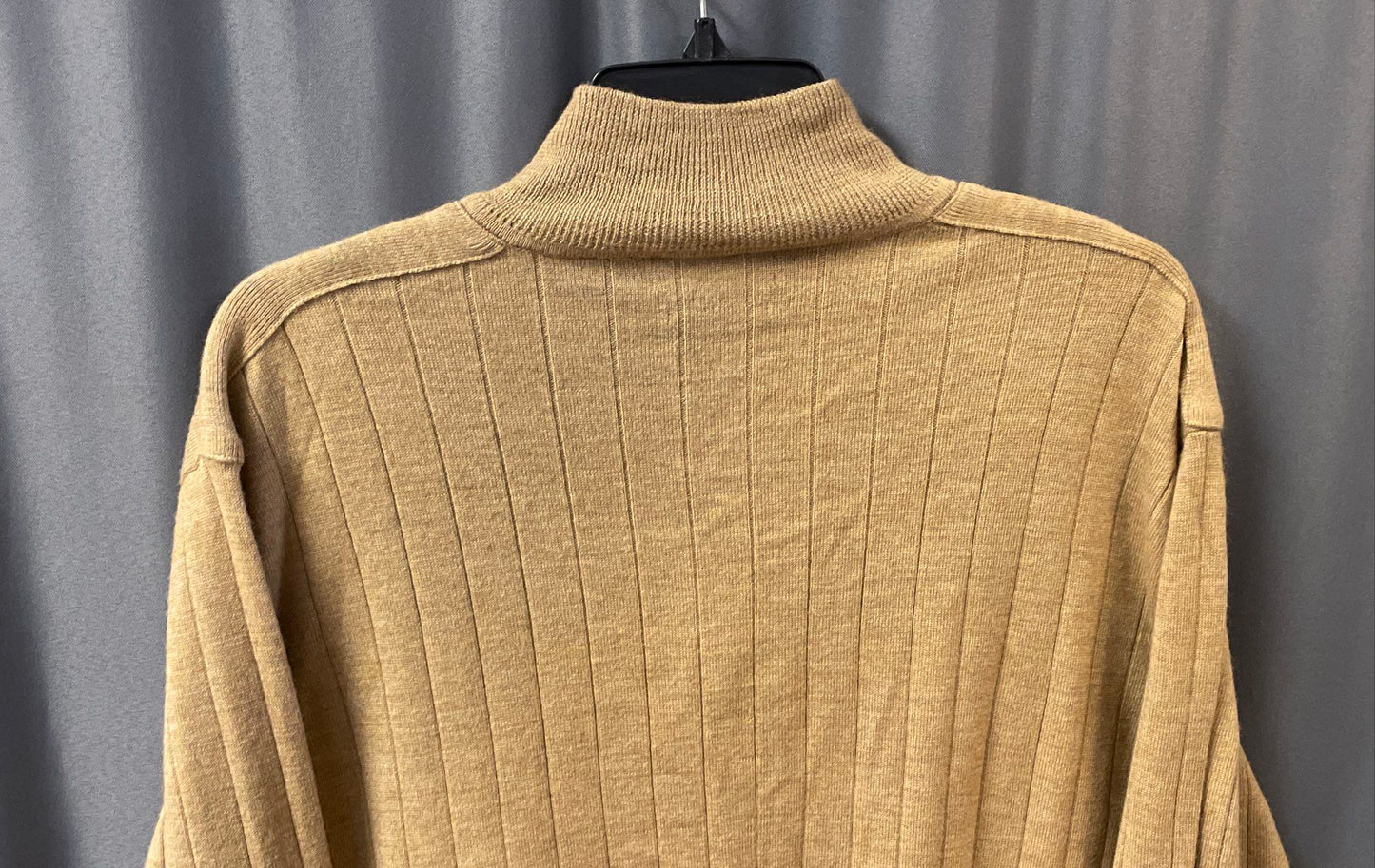 Claiborne Men's Tan Ribbed 1/4 Zip Sweater Merino Wool Blend Size XL